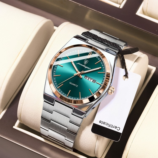 POEDAGAR Men’s Stainless Steel Waterproof Watch